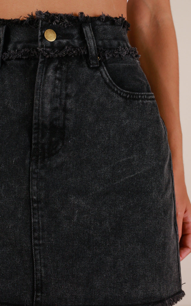 No Stopping Us Denim Skirt In Black