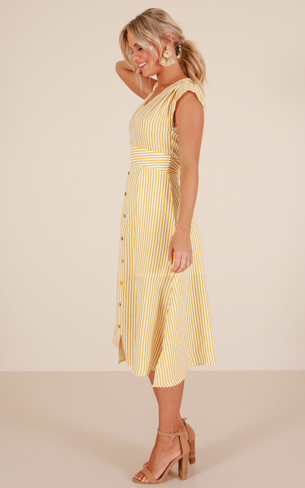 Beyond The Surface Dress In Yellow Stripe