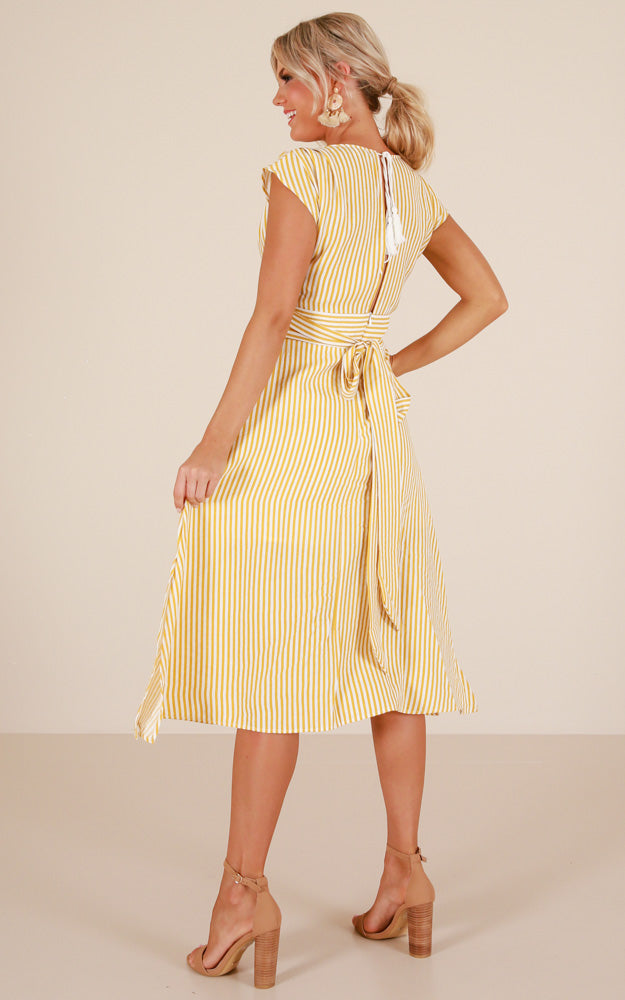 Beyond The Surface Dress In Yellow Stripe