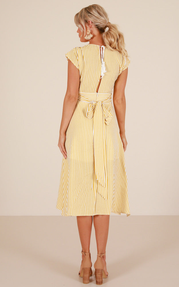 Beyond The Surface Dress In Yellow Stripe