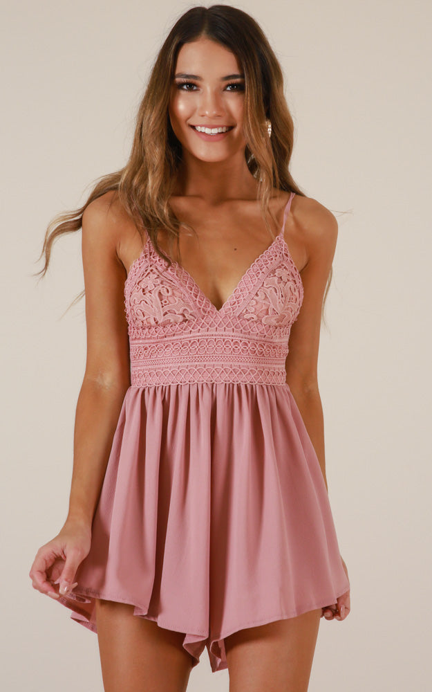 Sitting Waiting Wishing Playsuit In Dusty Rose