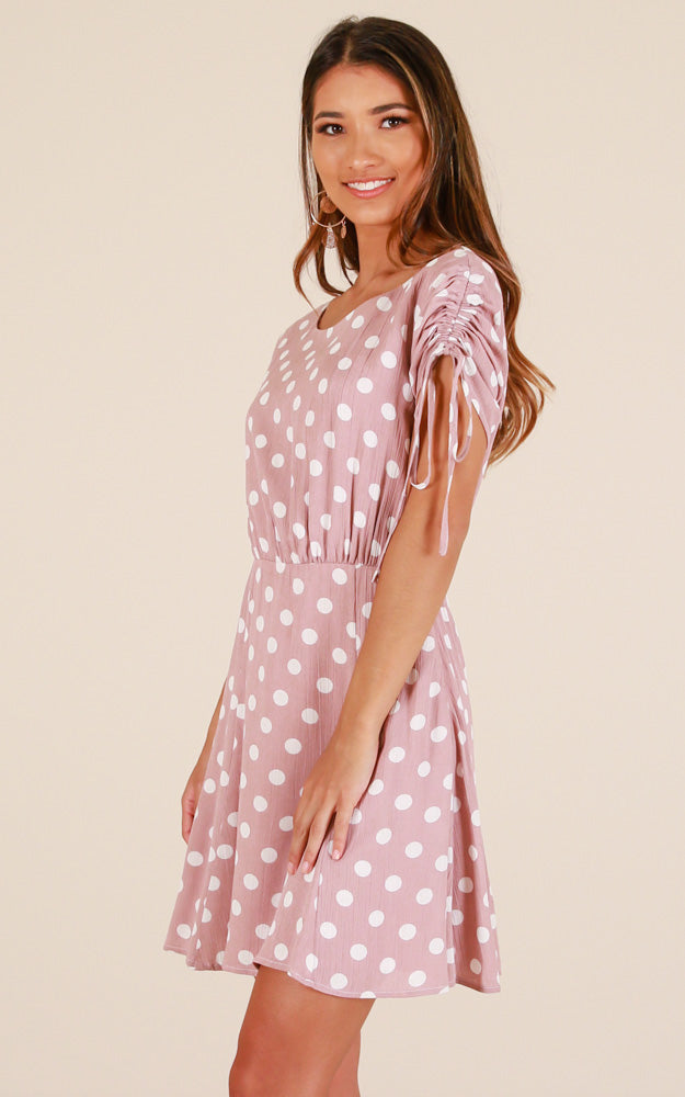 Hand Me Down Dress In Mocha Polkadot