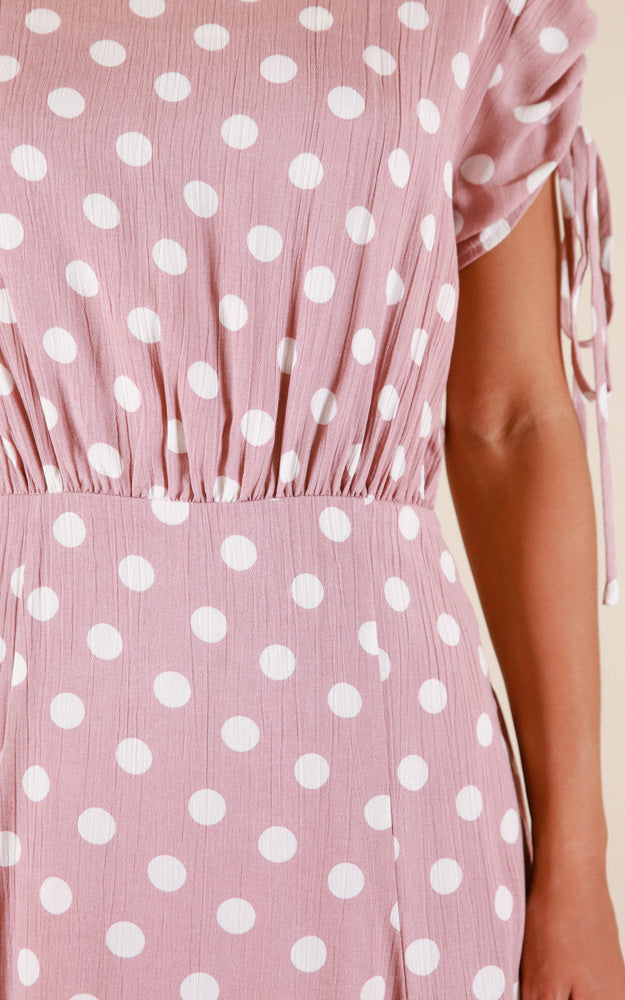 Hand Me Down Dress In Mocha Polkadot