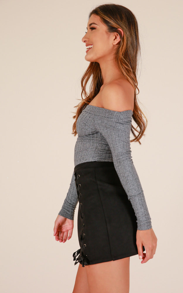 Inside Voices Skirt In Black Suedette
