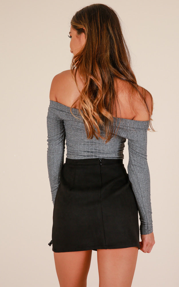 Inside Voices Skirt In Black Suedette