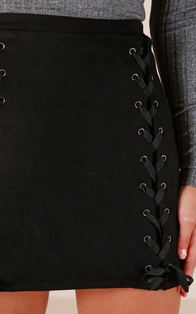 Inside Voices Skirt In Black Suedette