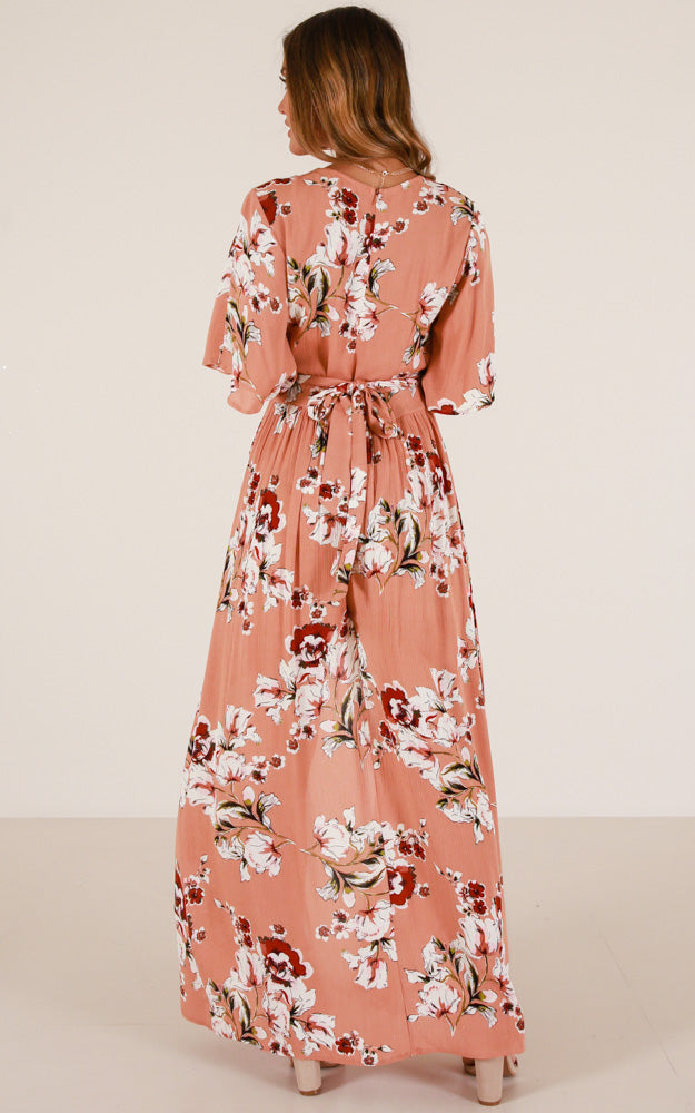 Defeater Maxi Playsuit In Rust Floral