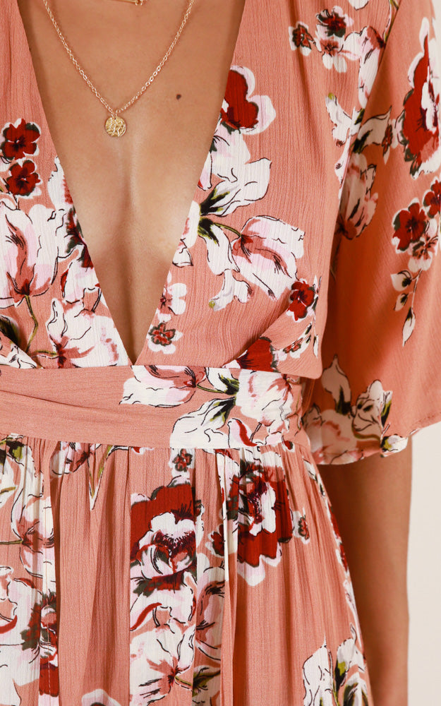Defeater Maxi Playsuit In Rust Floral
