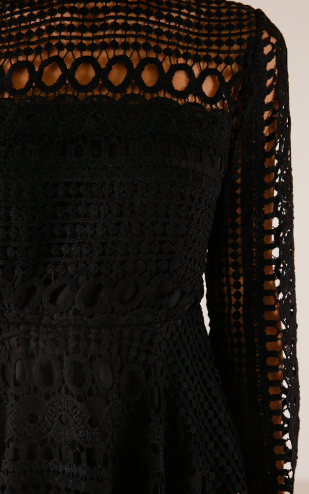 Made With Love Dress In Black Crochet