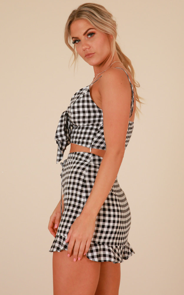Perfect Match Two Piece Set In Black Gingham