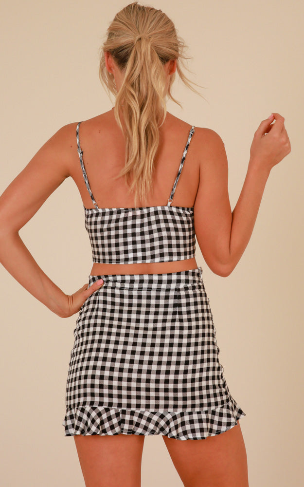 Perfect Match Two Piece Set In Black Gingham