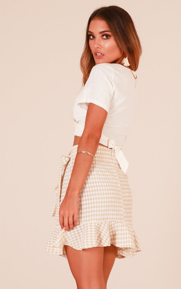 Dusk Till Dawn Skirt In Beige Gingham