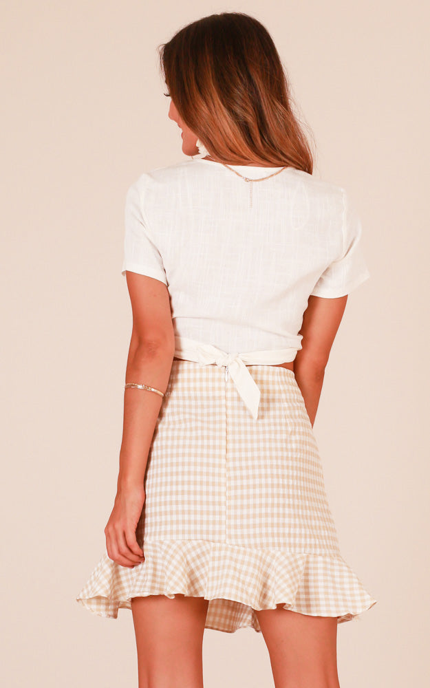 Dusk Till Dawn Skirt In Beige Gingham