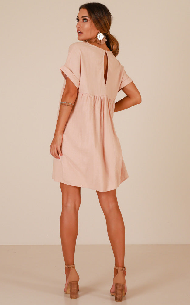 Way You Move Dress In Blush Linen Look