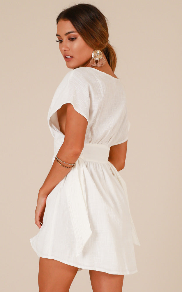 Counting On You Dress In White Linen Look