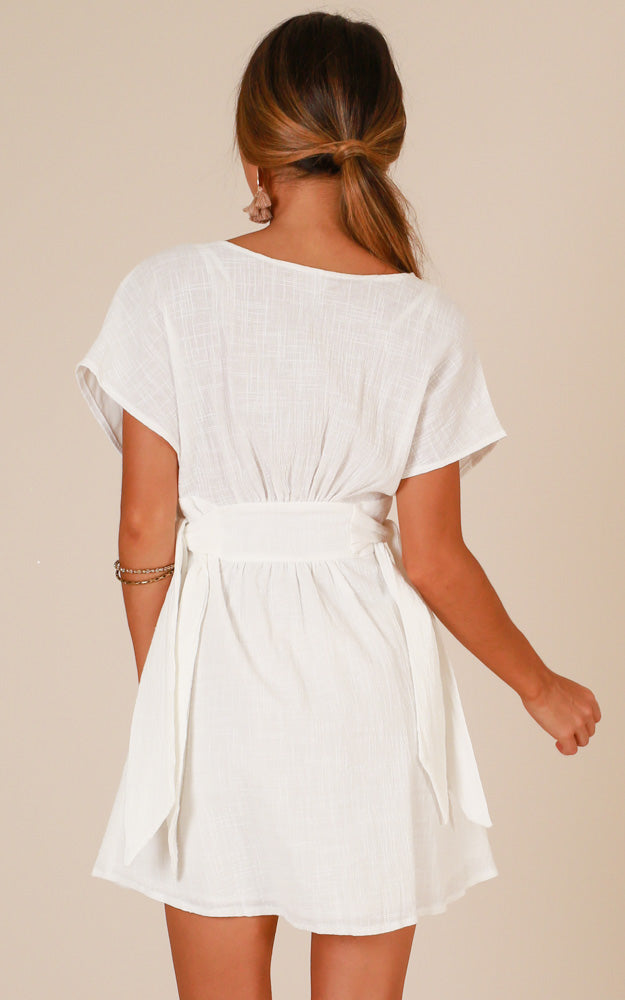 Counting On You Dress In White Linen Look