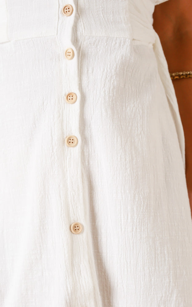 Counting On You Dress In White Linen Look