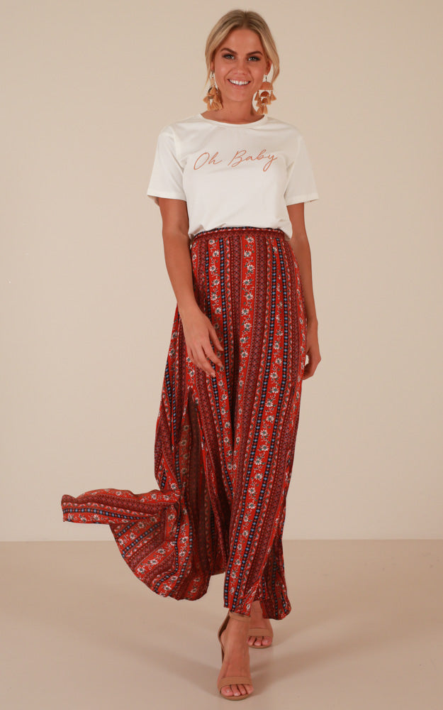 Longest Day Maxi Skirt In Red Print