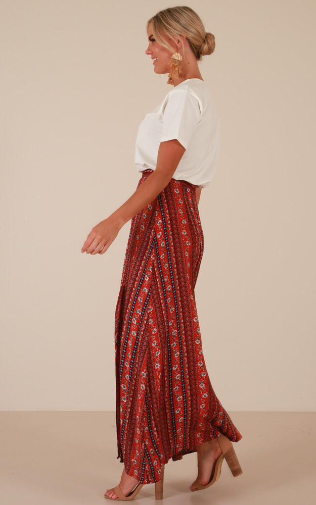 Longest Day Maxi Skirt In Red Print