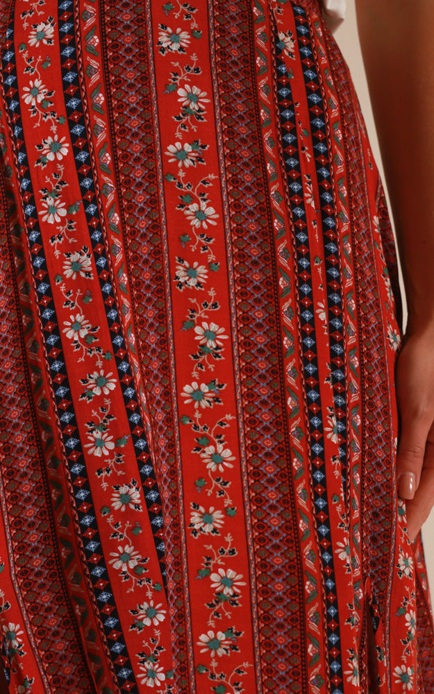 Longest Day Maxi Skirt In Red Print