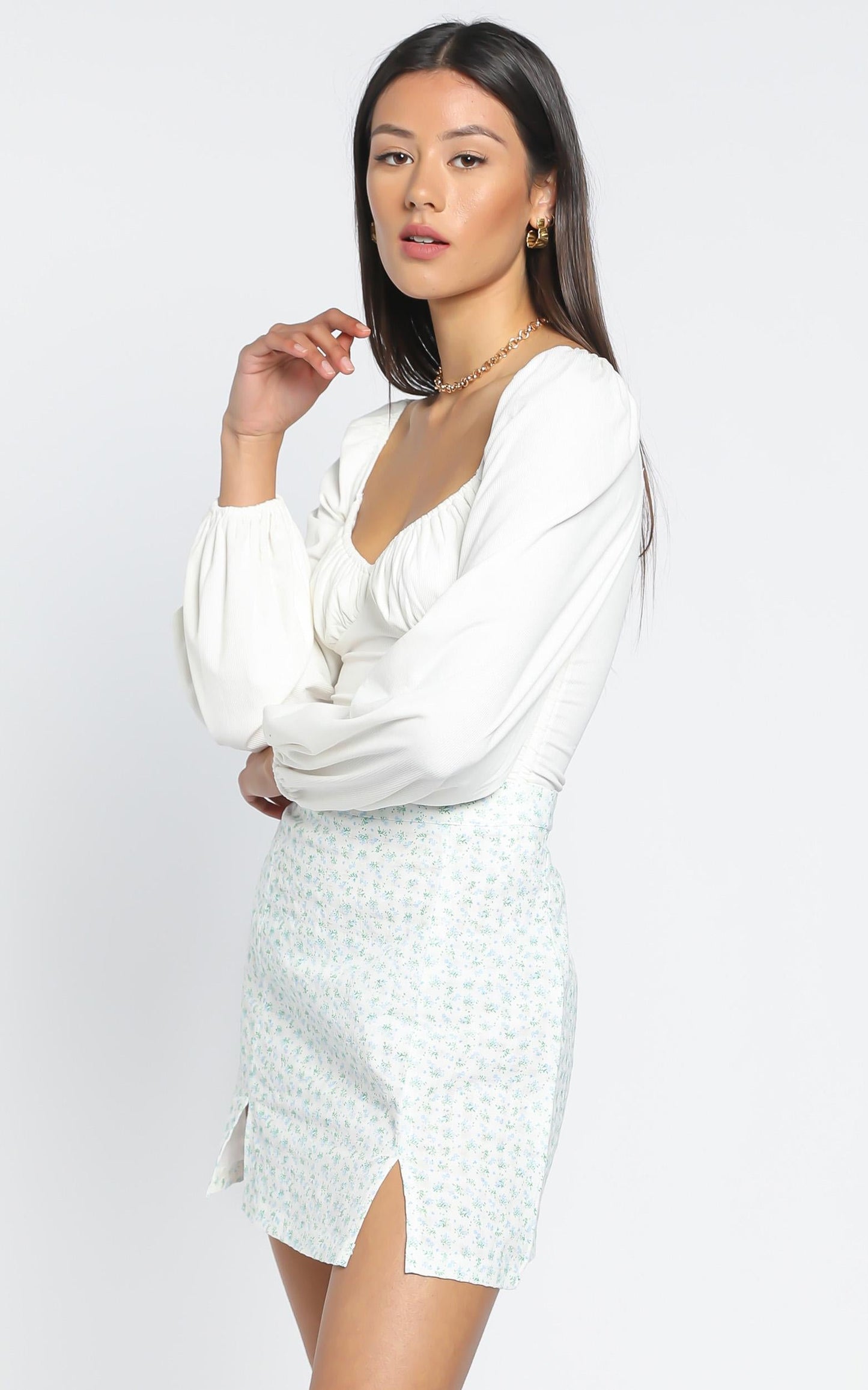 It All Matters Skirt In Blue Floral