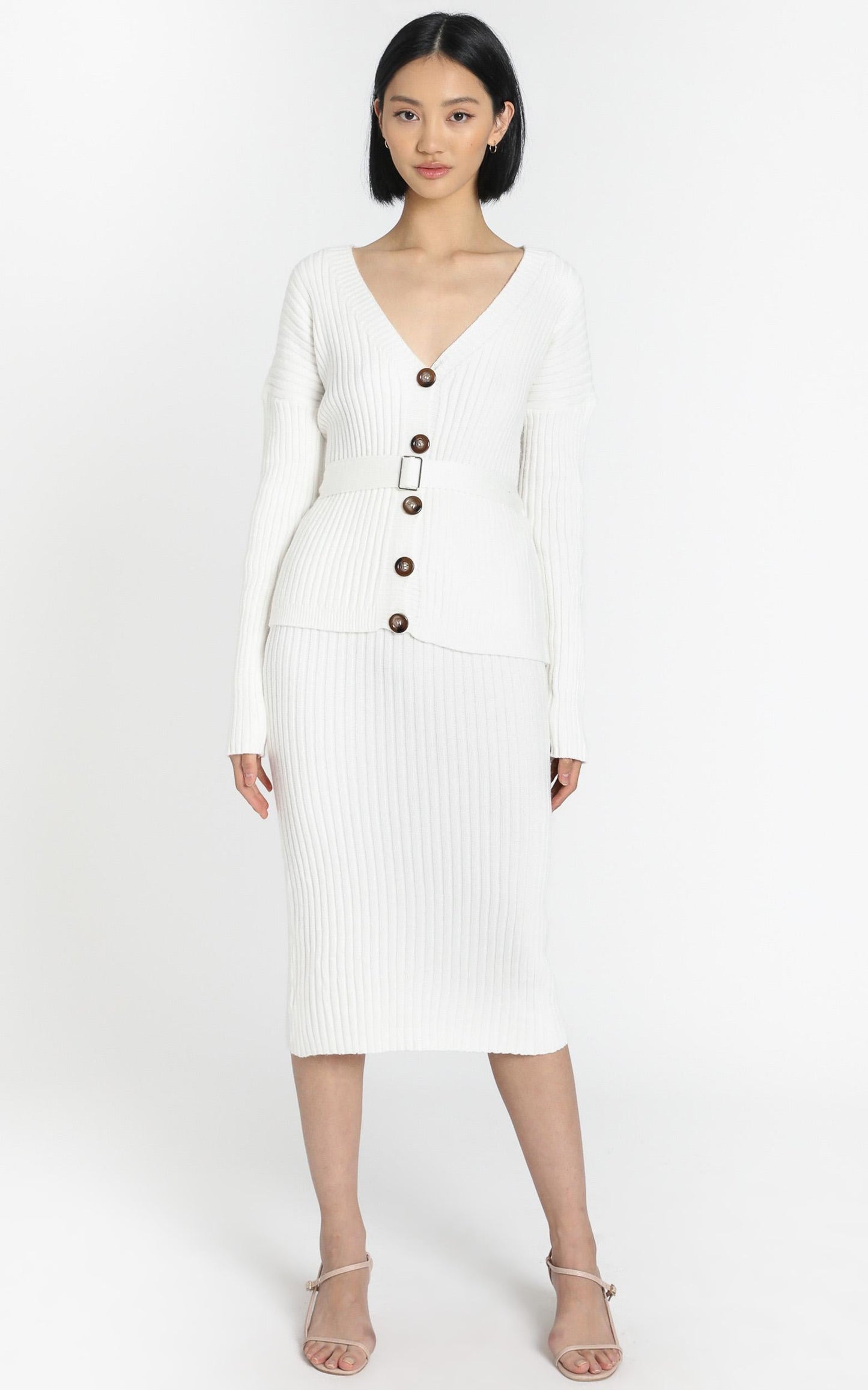 Vassalli Knitted Two Piece Set in White