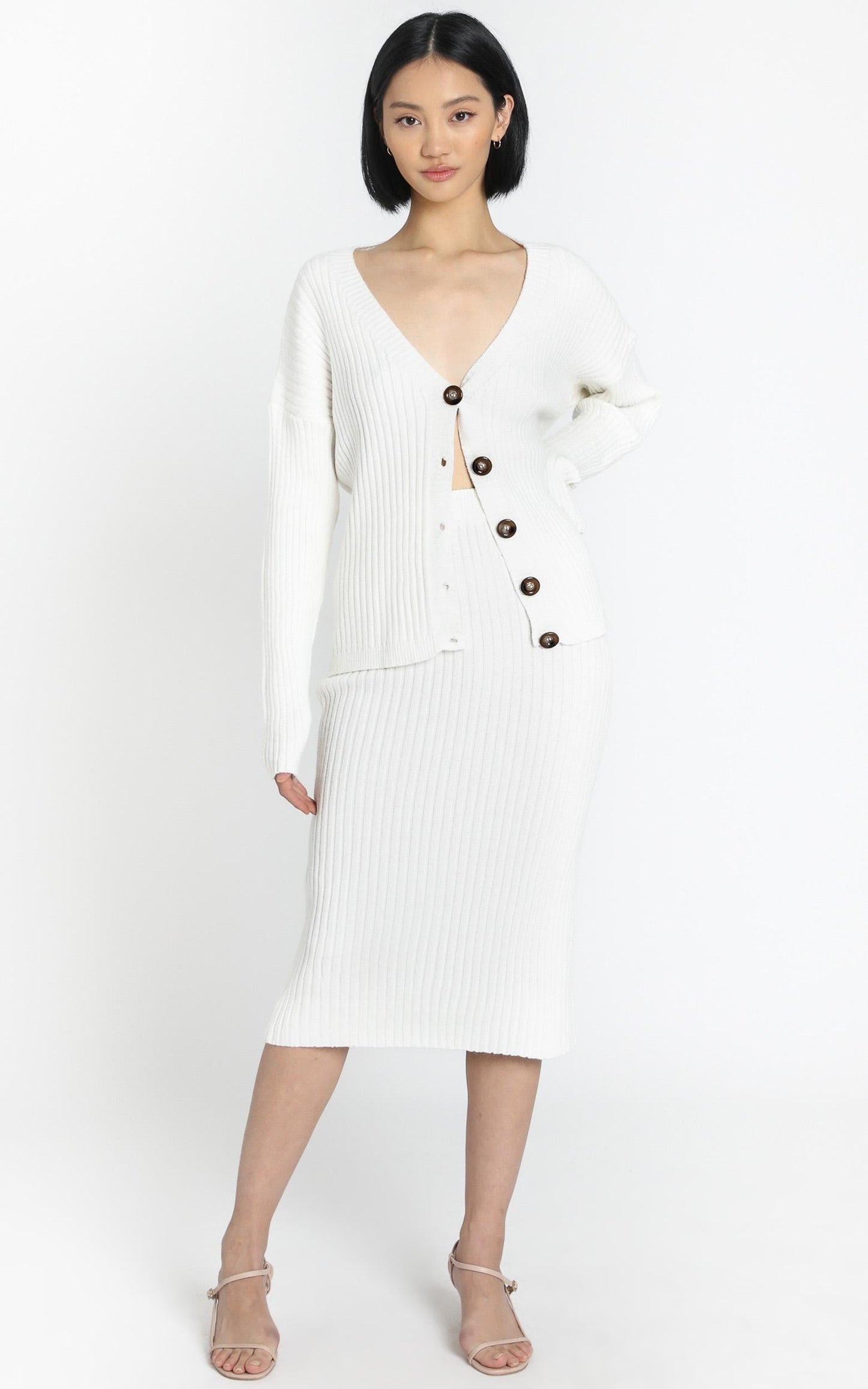 Vassalli Knitted Two Piece Set in White