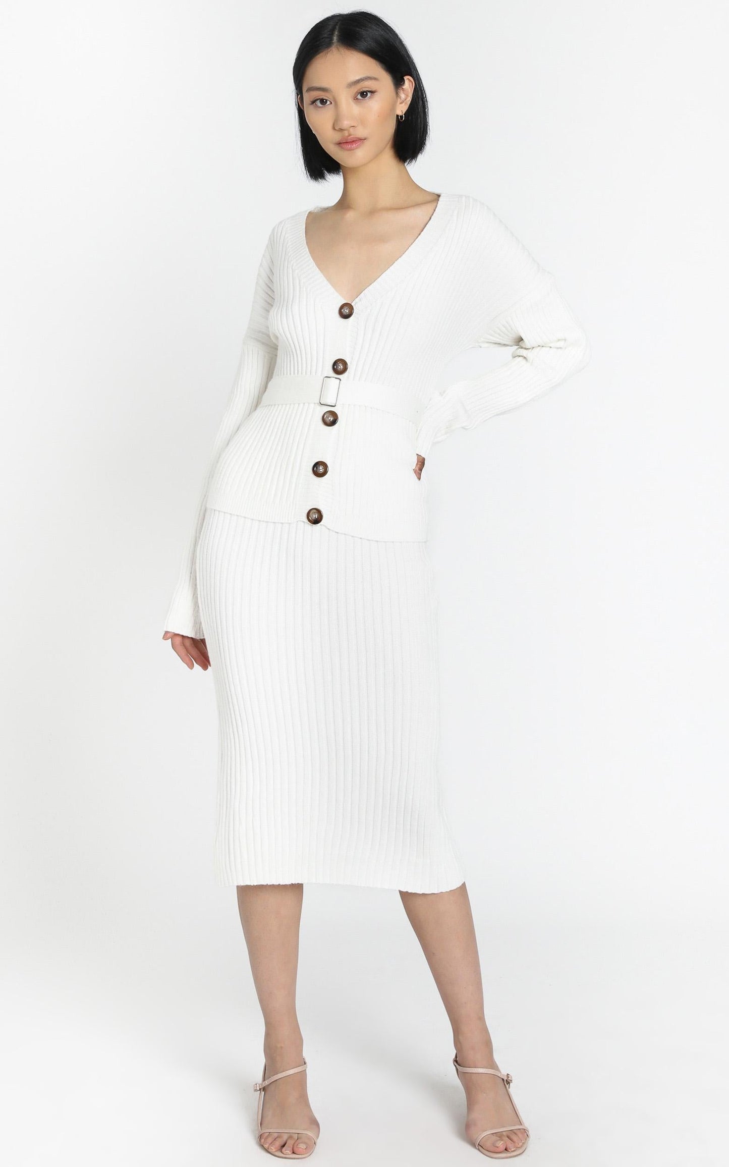 Vassalli Knitted Two Piece Set in White