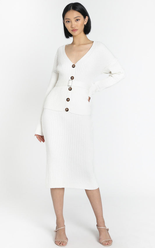 Vassalli Knitted Two Piece Set in White