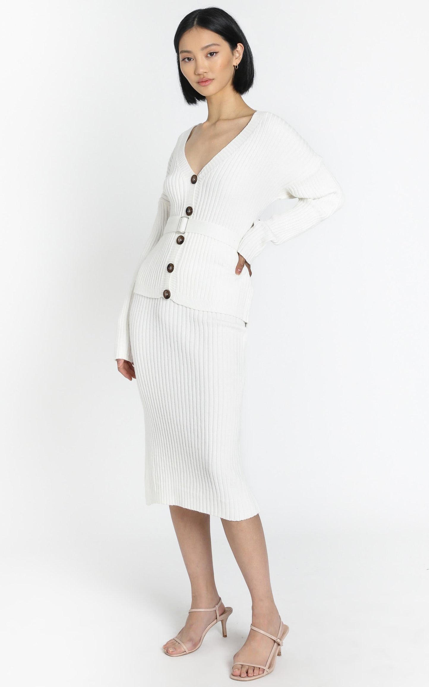 Vassalli Knitted Two Piece Set in White