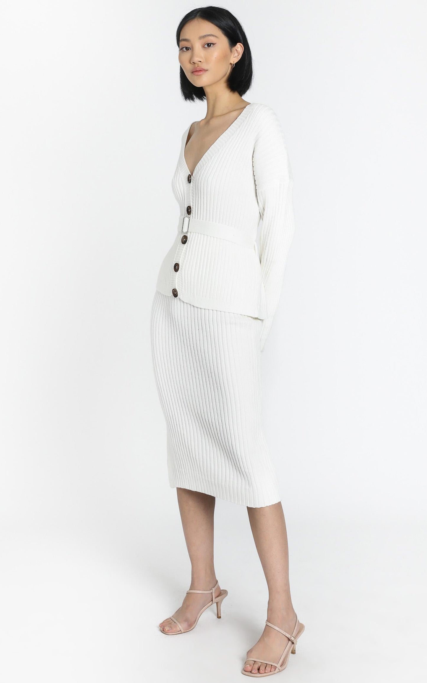 Vassalli Knitted Two Piece Set in White