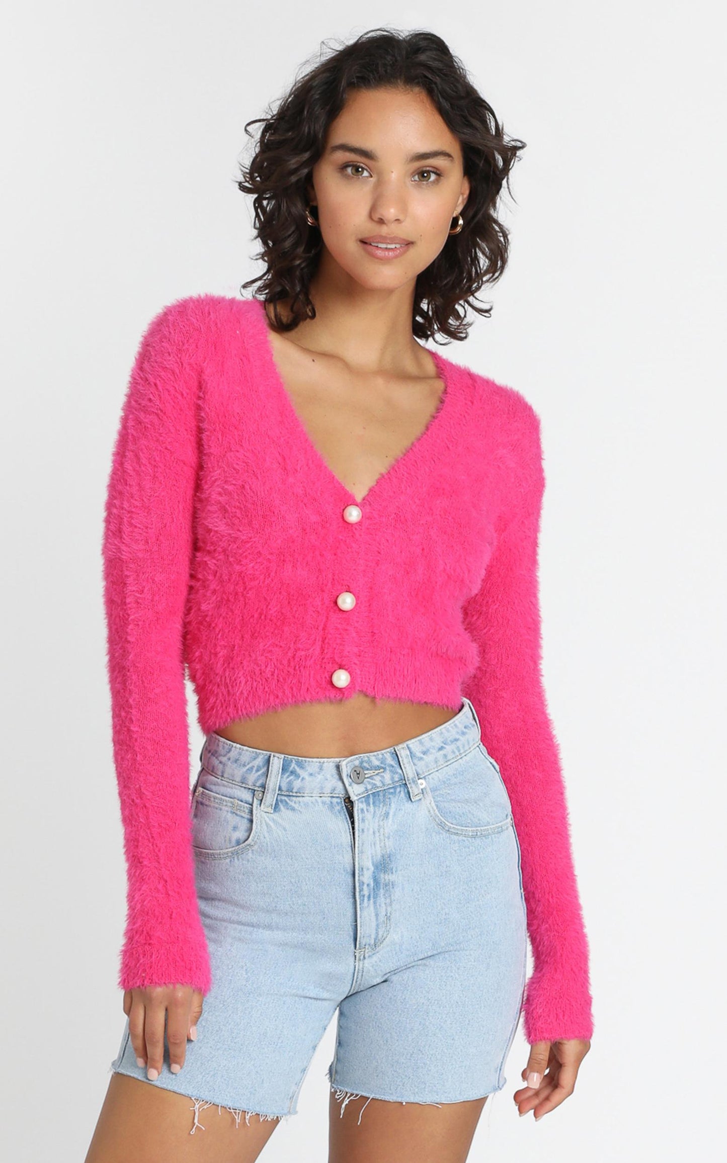 Vegas Baby Cardigan in Hot Pink