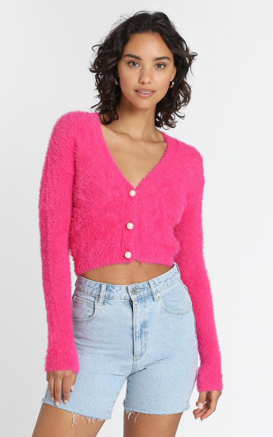 Vegas Baby Cardigan in Hot Pink