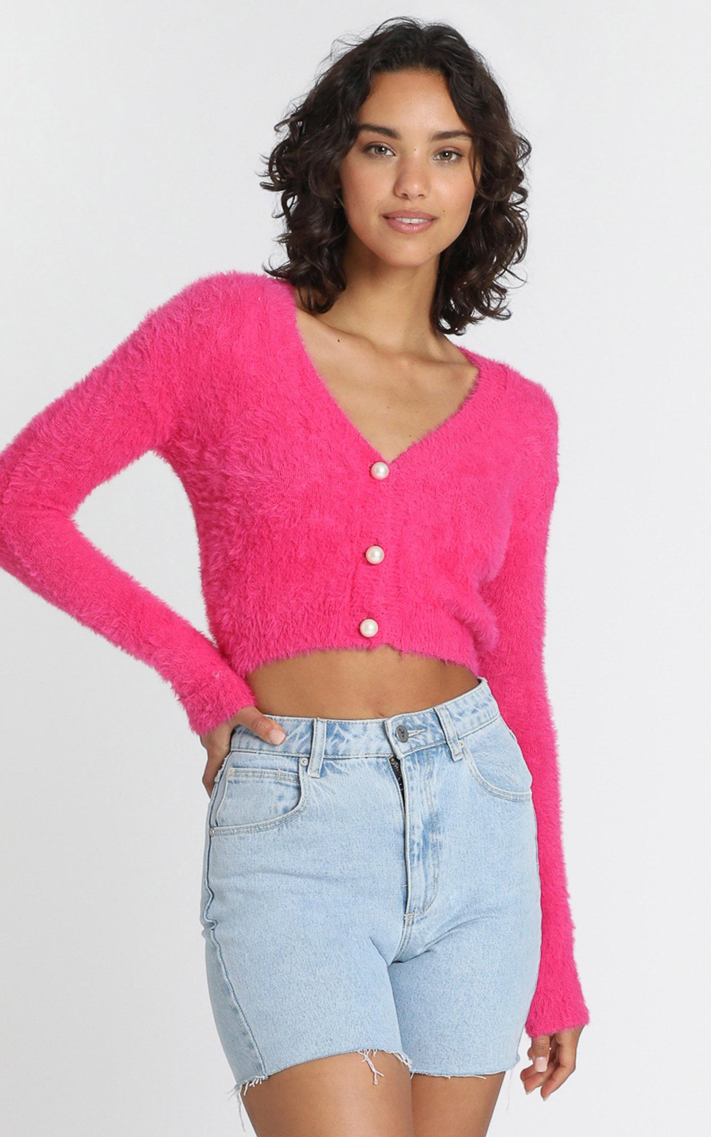 Vegas Baby Cardigan in Hot Pink