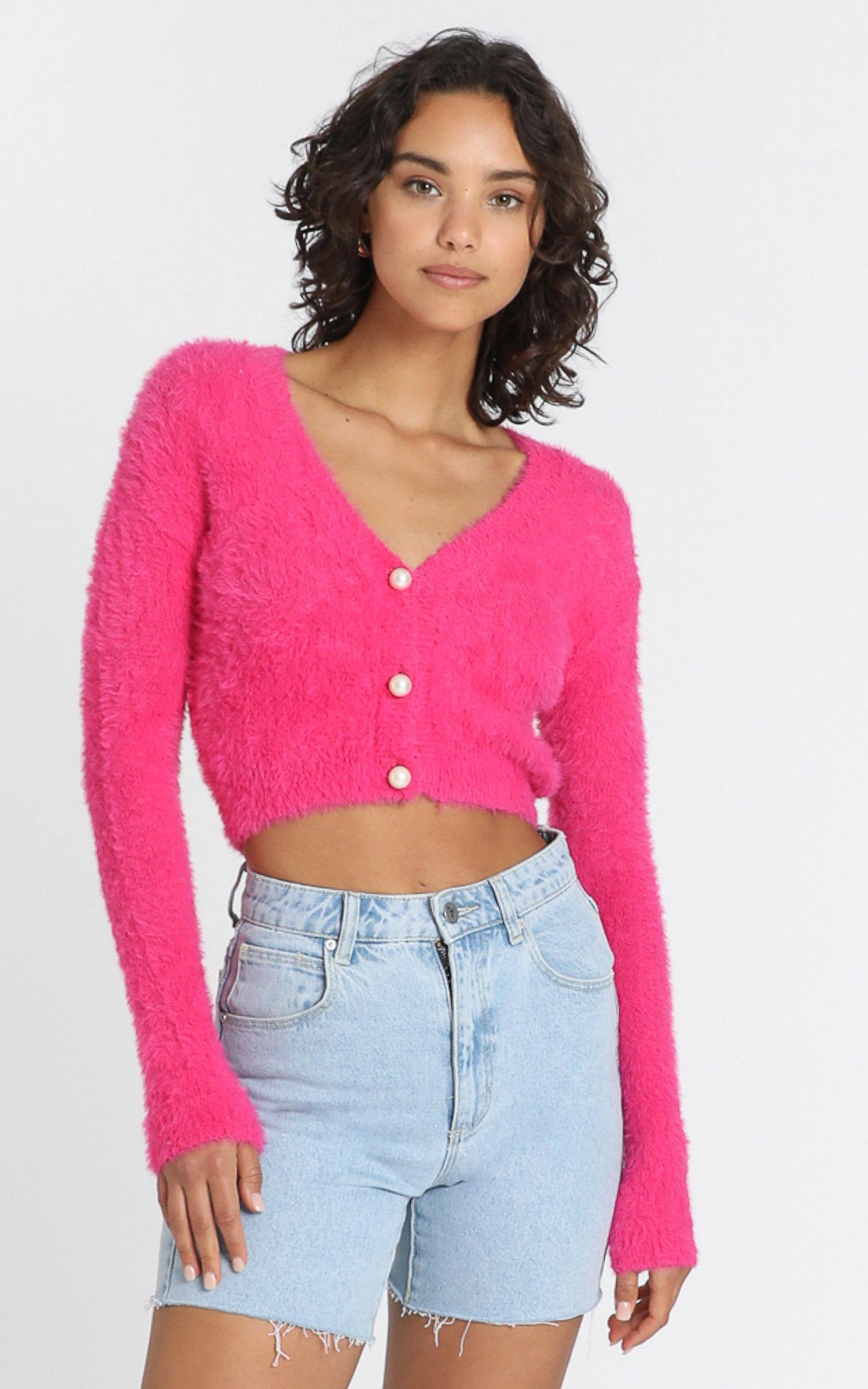 Vegas Baby Cardigan in Hot Pink