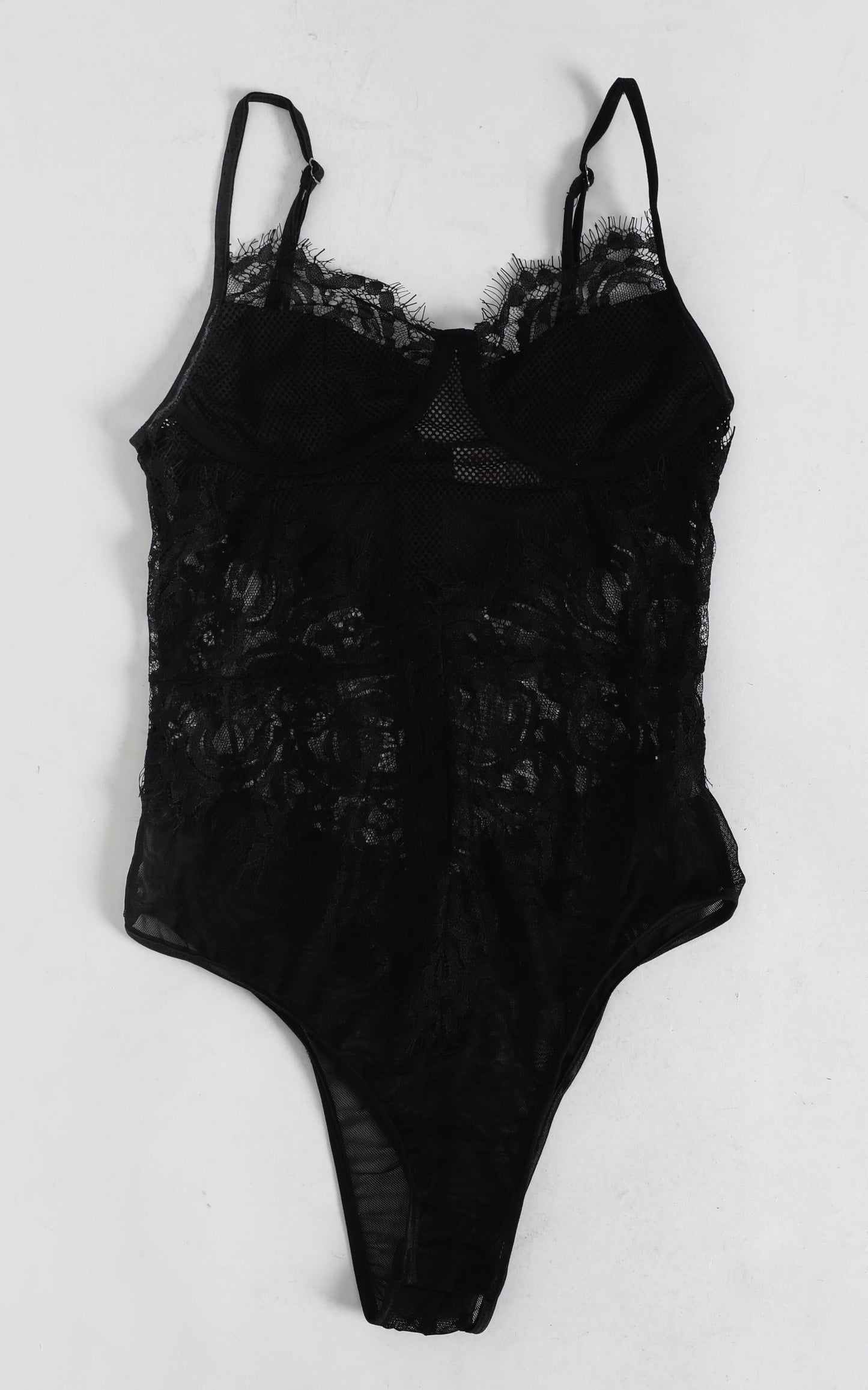Voicemail Bodysuit In Black Lace