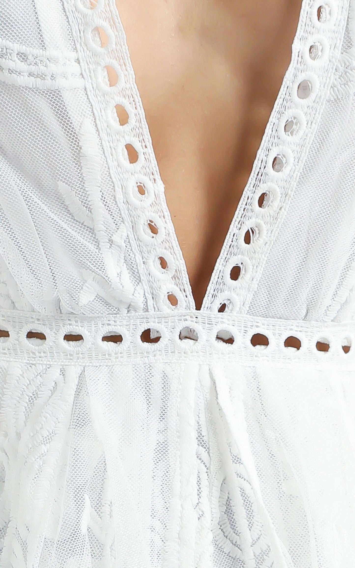 Lets Get Loud Maxi Playsuit in White Lace