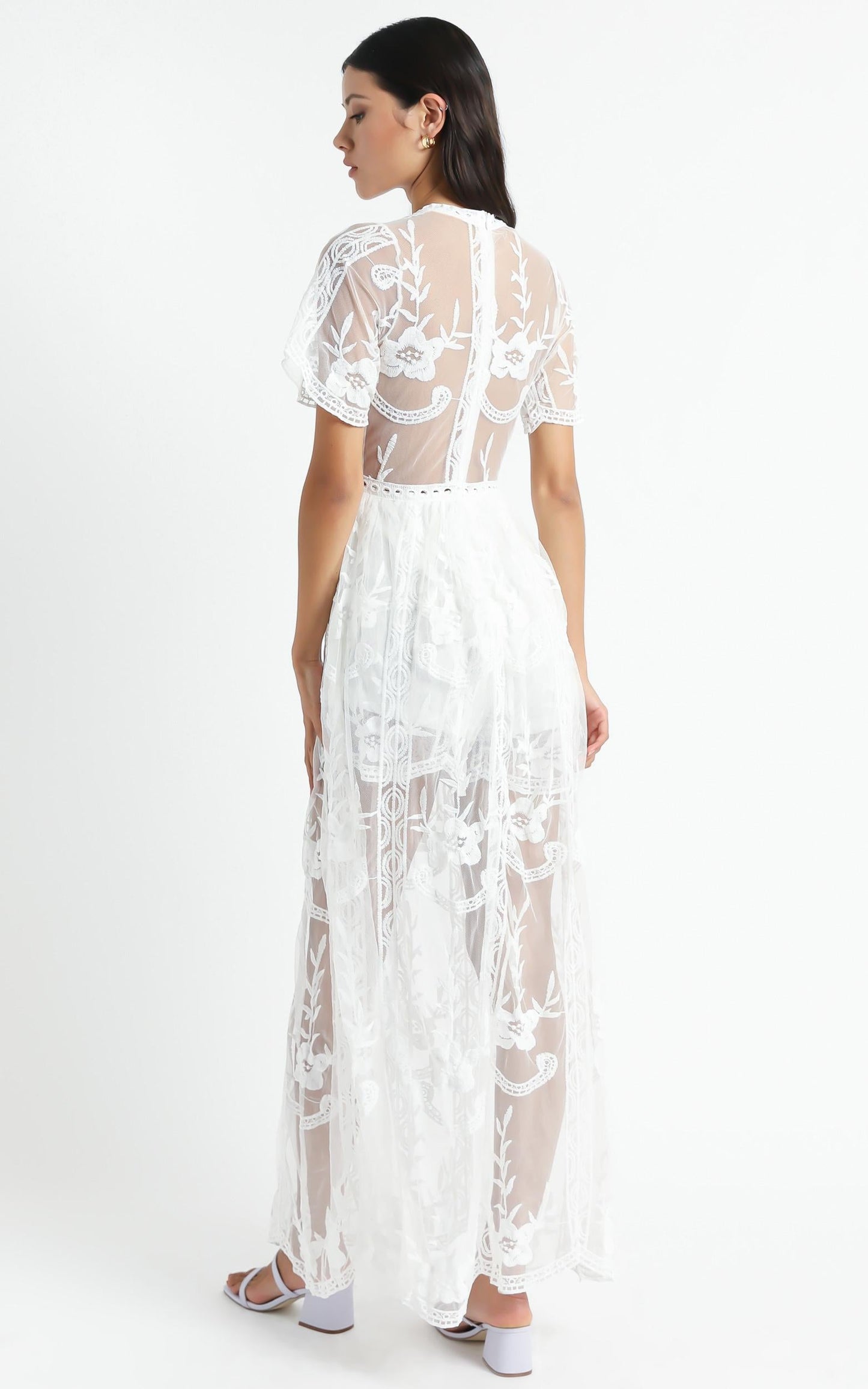 Lets Get Loud Maxi Playsuit in White Lace