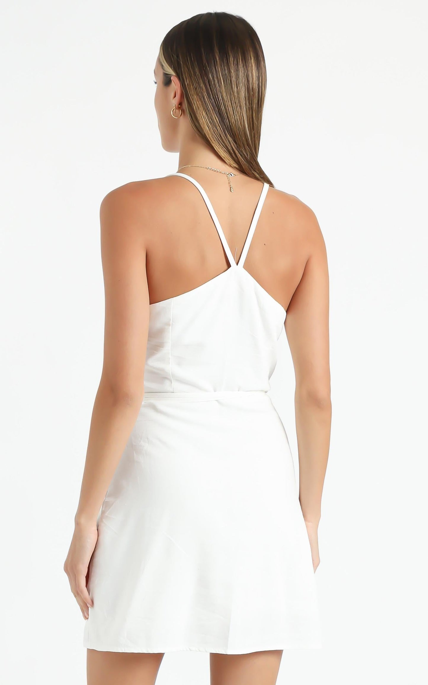 Whisper It Dress In White Linen Look