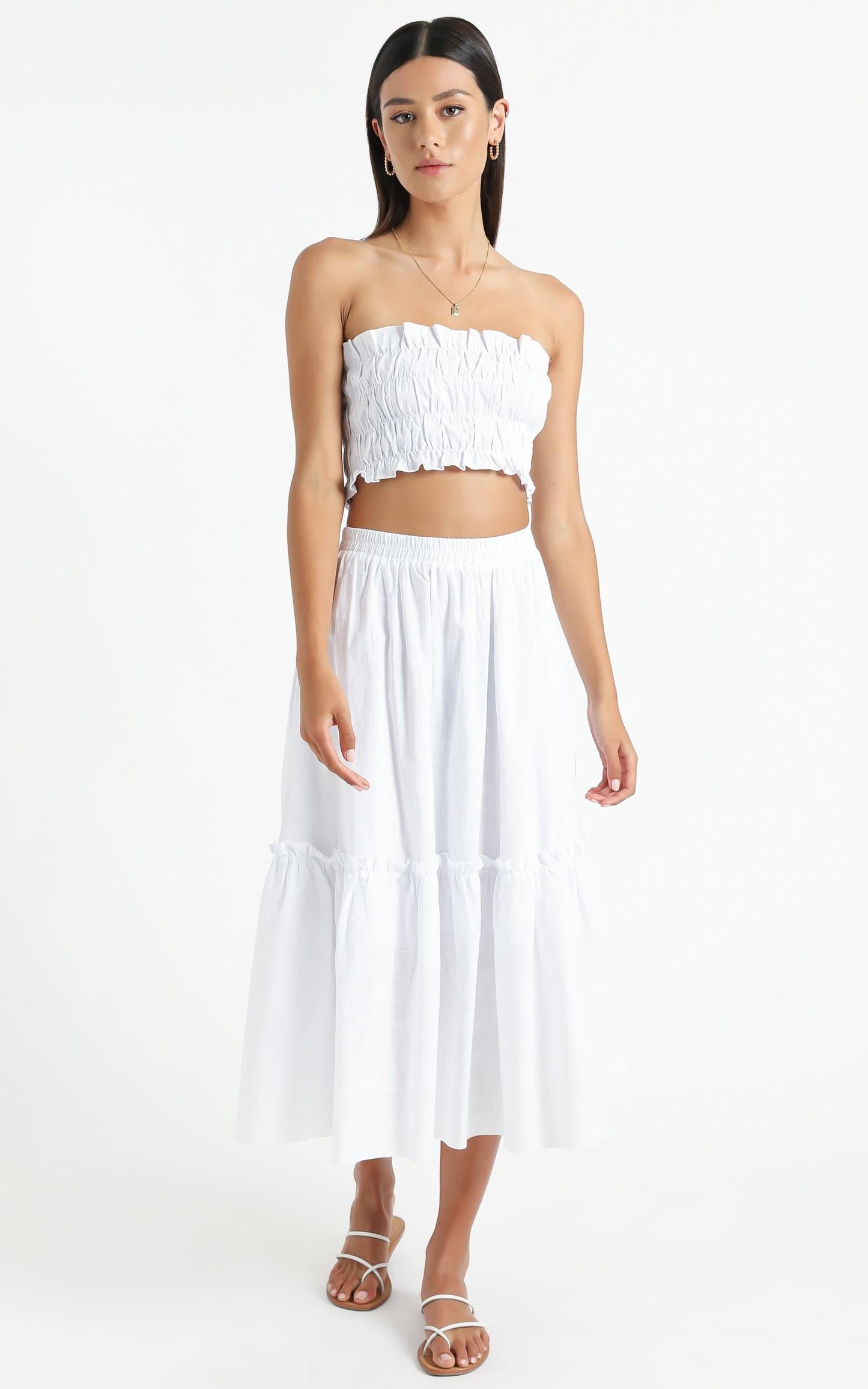 In Their Eyes Two Piece Set in White Linen Look