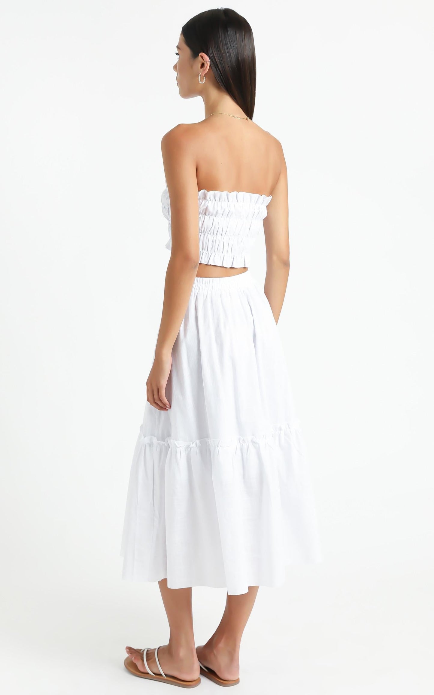 In Their Eyes Two Piece Set in White Linen Look