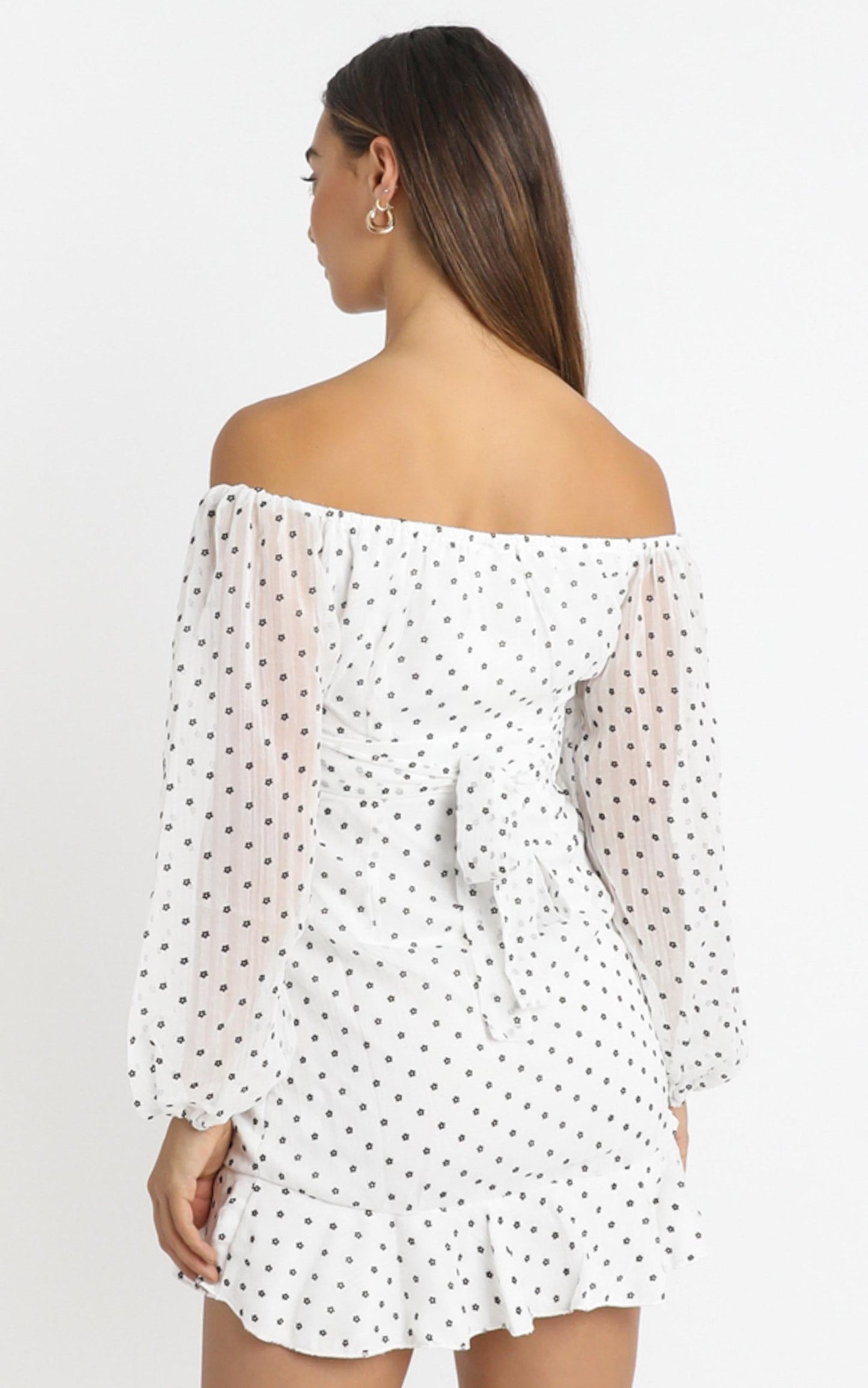 You Are Such A Dream Dress in White Flocked Spot