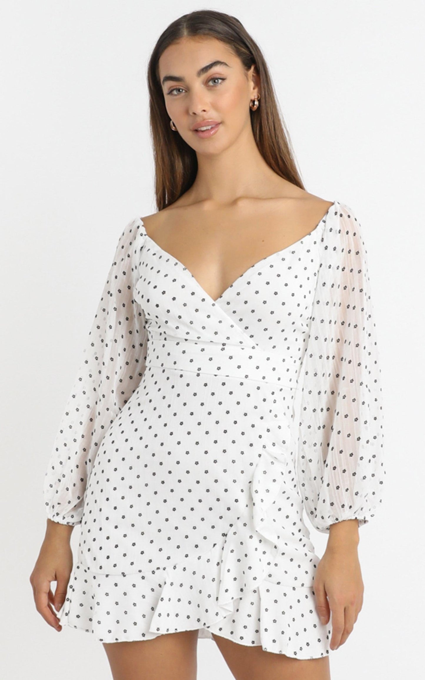 You Are Such A Dream Dress in White Flocked Spot