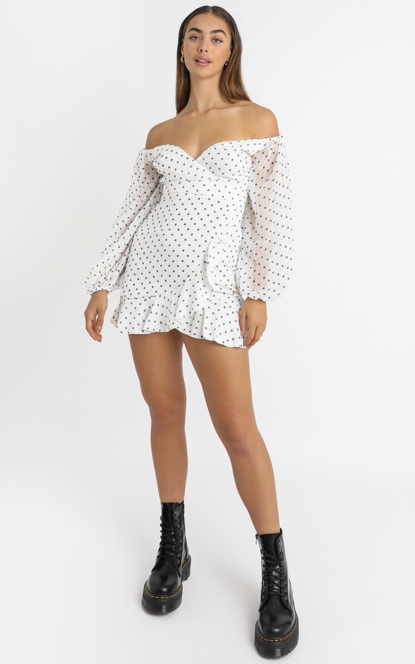 You Are Such A Dream Dress in White Flocked Spot