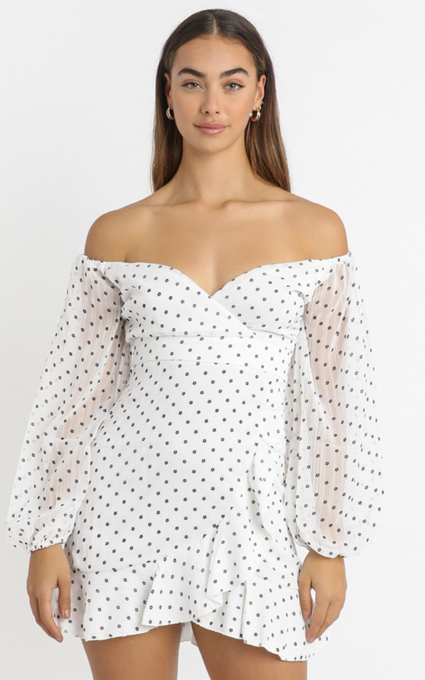 You Are Such A Dream Dress in White Flocked Spot