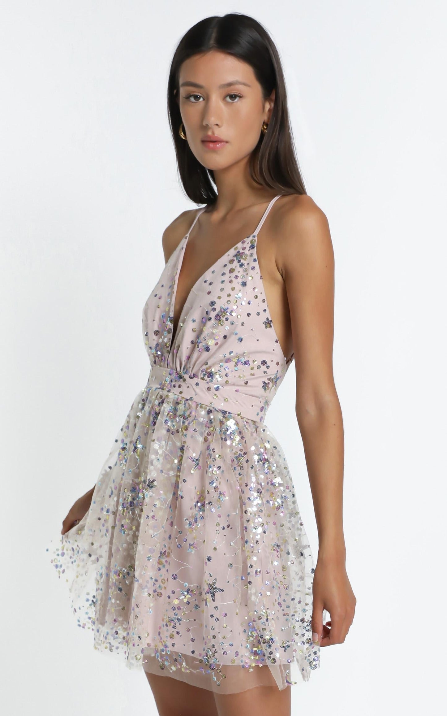 Watch the Queen Conquer Tulle Dress in Multi Sequin