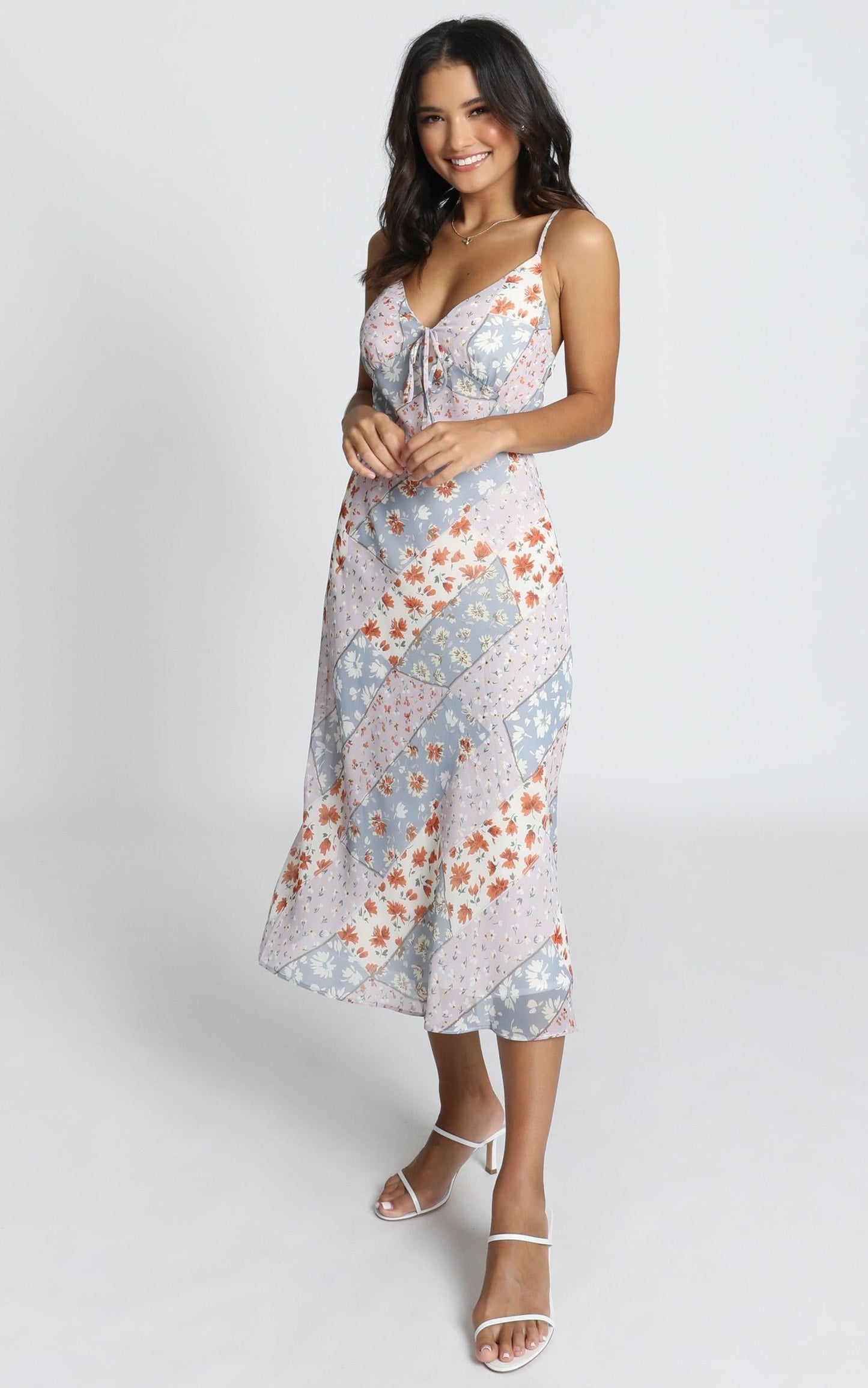 Wendy Patch Work Midi Dress In Multi Floral