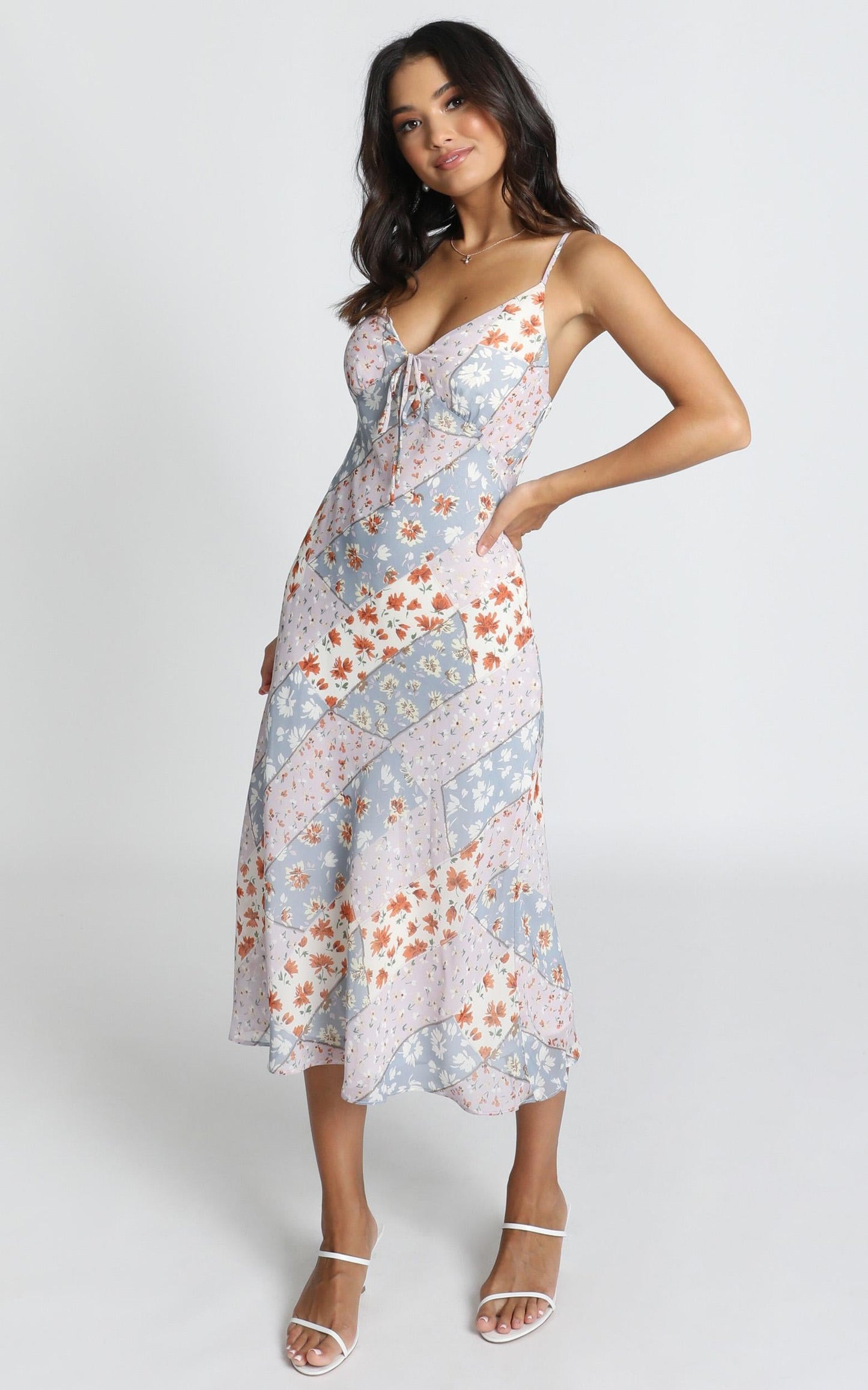 Wendy Patch Work Midi Dress In Multi Floral