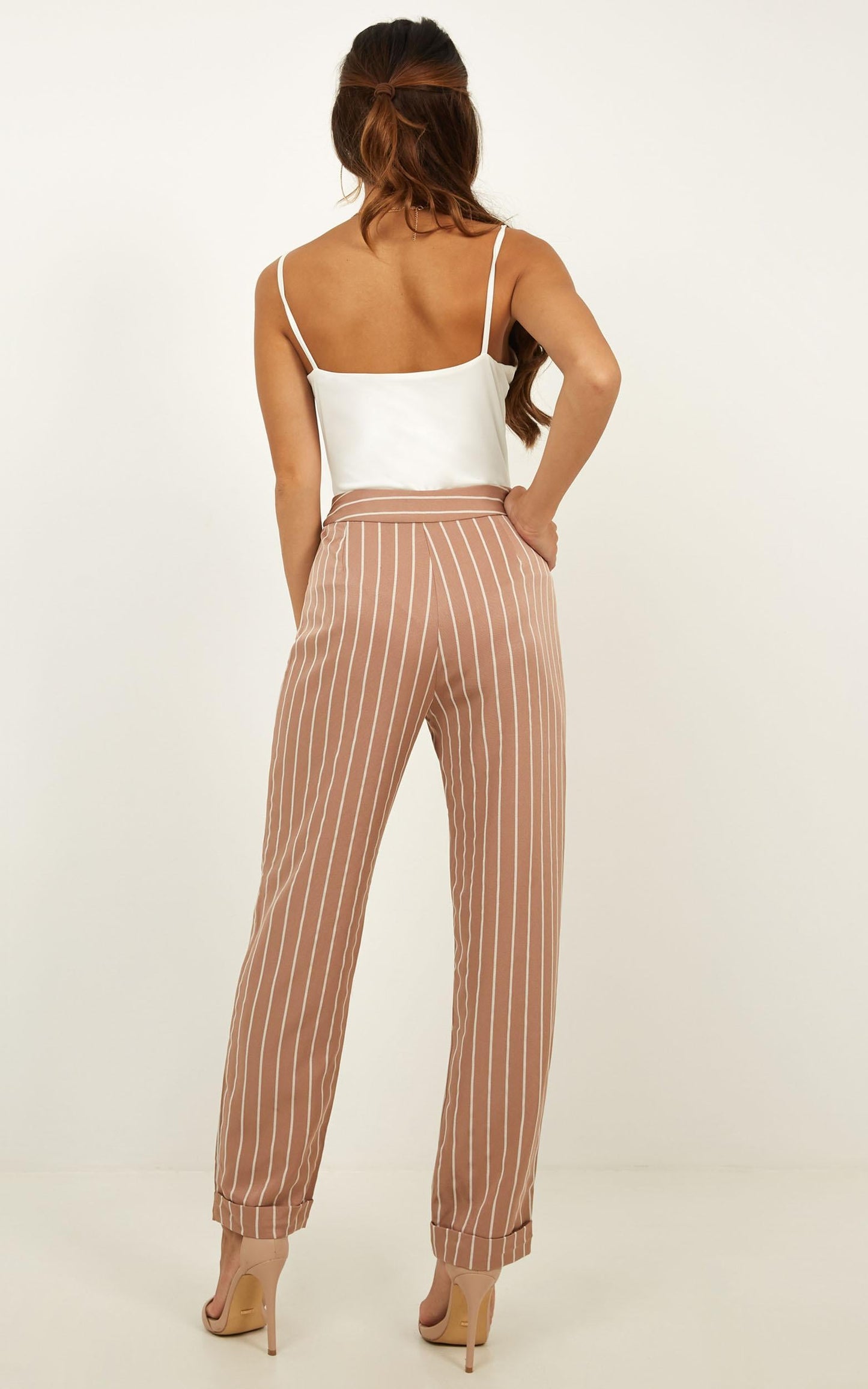 What You Needed Pants In Mocha Stripe