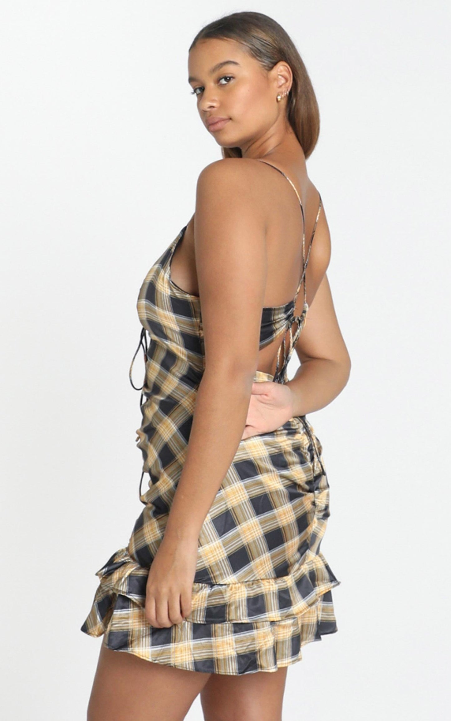Lioness - Whats It Going To Be Dress in Yellow Check